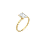 6 Prong Emerald Cut Classic Ring YG