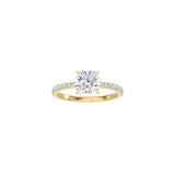 Classic Cushion Cut 4 Prong Ring with Pavé Band YG