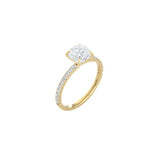 Classic Cushion Cut 4 Prong Ring with Pavé Band YG