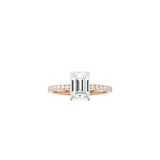 Classic Emerald Cut 4 Prong Ring with Pavé Band RG