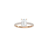 Classic Emerald Cut 4 Prong Ring with Pavé Band RG