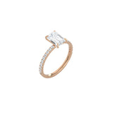 Classic Emerald Cut 4 Prong Ring with Pavé Band RG