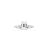 Classic Emerald Cut 4 Prong Ring with Pavé Band WG