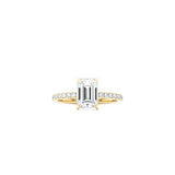 Classic Emerald Cut 4 Prong Ring with Pavé Band YG