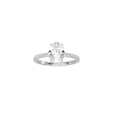 Classic Oval Cut 4 Prong Ring with Pavé Band WG