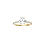 Classic Oval Cut 4 Prong Ring with Pavé Band YG