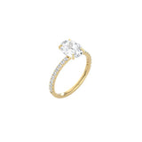 Classic Oval Cut 4 Prong Ring with Pavé Band YG