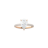 Classic Pear Shape 4 Prong Ring with Pavé Band RG