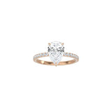 Classic Pear Shape 4 Prong Ring with Pavé Band RG