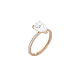 Classic Pear Shape 4 Prong Ring with Pavé Band RG