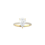 Classic Pear Shape 4 Prong Ring with Pavé Band YG