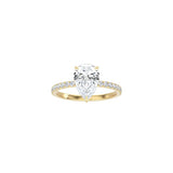 Classic Pear Shape 4 Prong Ring with Pavé Band YG