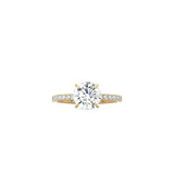 Classic Round 4 Prong Ring with Pavé Band YG