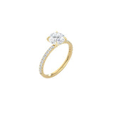 Classic Round 4 Prong Ring with Pavé Band YG