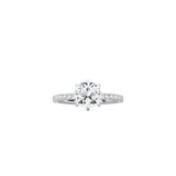 6 Prong Classic Cushion Cut  Ring with Pavé Band WG