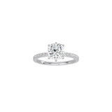 6 Prong Classic Cushion Cut  Ring with Pavé Band WG