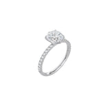 6 Prong Classic Cushion Cut  Ring with Pavé Band WG