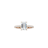 6 Prong Classic Emerald Cut Ring with Pavé Band RG