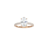 6 Prong Classic Oval Cut Ring with Pavé Band RG