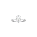 6 Prong Classic Oval Cut Ring with Pavé Band WG