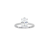 6 Prong Classic Oval Cut Ring with Pavé Band WG