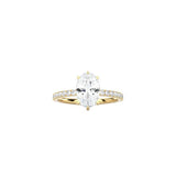 6 Prong Classic Oval Cut Ring with Pavé Band YG