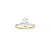 6 Prong Classic Oval Cut Ring with Pavé Band YG