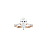 6 Prong Classic Pear Shape Ring with Pavé Band RG