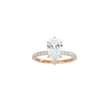 6 Prong Classic Pear Shape Ring with Pavé Band RG