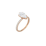 6 Prong Classic Pear Shape Ring with Pavé Band RG