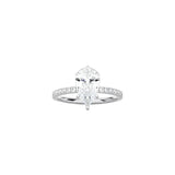 6 Prong Classic Pear Shape Ring with Pavé Band WG