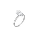 6 Prong Classic Pear Shape Ring with Pavé Band WG