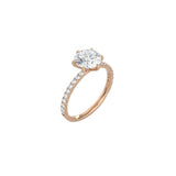 6 Prong Classic Round Ring with Pavé Band RG