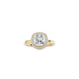 Cushion Cut Halo Engagement Ring YG