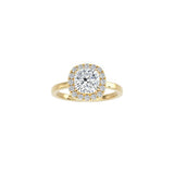 Cushion Cut Halo Engagement Ring YG