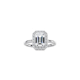 Emerald Cut Halo Engagement Ring WG