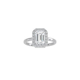 Emerald Cut Halo Engagement Ring WG