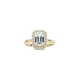 Emerald Cut Halo Engagement Ring YG