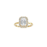 Emerald Cut Halo Engagement Ring YG