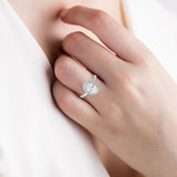 Oval Cut Halo Engagement Ring WG