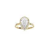 Pear Shape Halo Engagement Ring YG