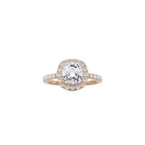 Cushion Cut Halo Engagement Ring with Pavé Band RG