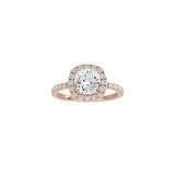 Cushion Cut Halo Engagement Ring with Pavé Band RG