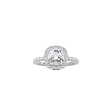 Cushion Cut Halo Engagement Ring with Pavé Band WG