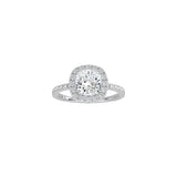 Cushion Cut Halo Engagement Ring with Pavé Band WG