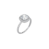 Cushion Cut Halo Engagement Ring with Pavé Band WG