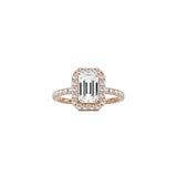 Emerald Cut Halo Engagement Ring with Pavé Band RG