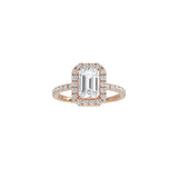 Emerald Cut Halo Engagement Ring with Pavé Band RG