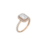 Emerald Cut Halo Engagement Ring with Pavé Band RG