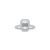 Emerald Cut Halo Engagement Ring with Pavé Band WG